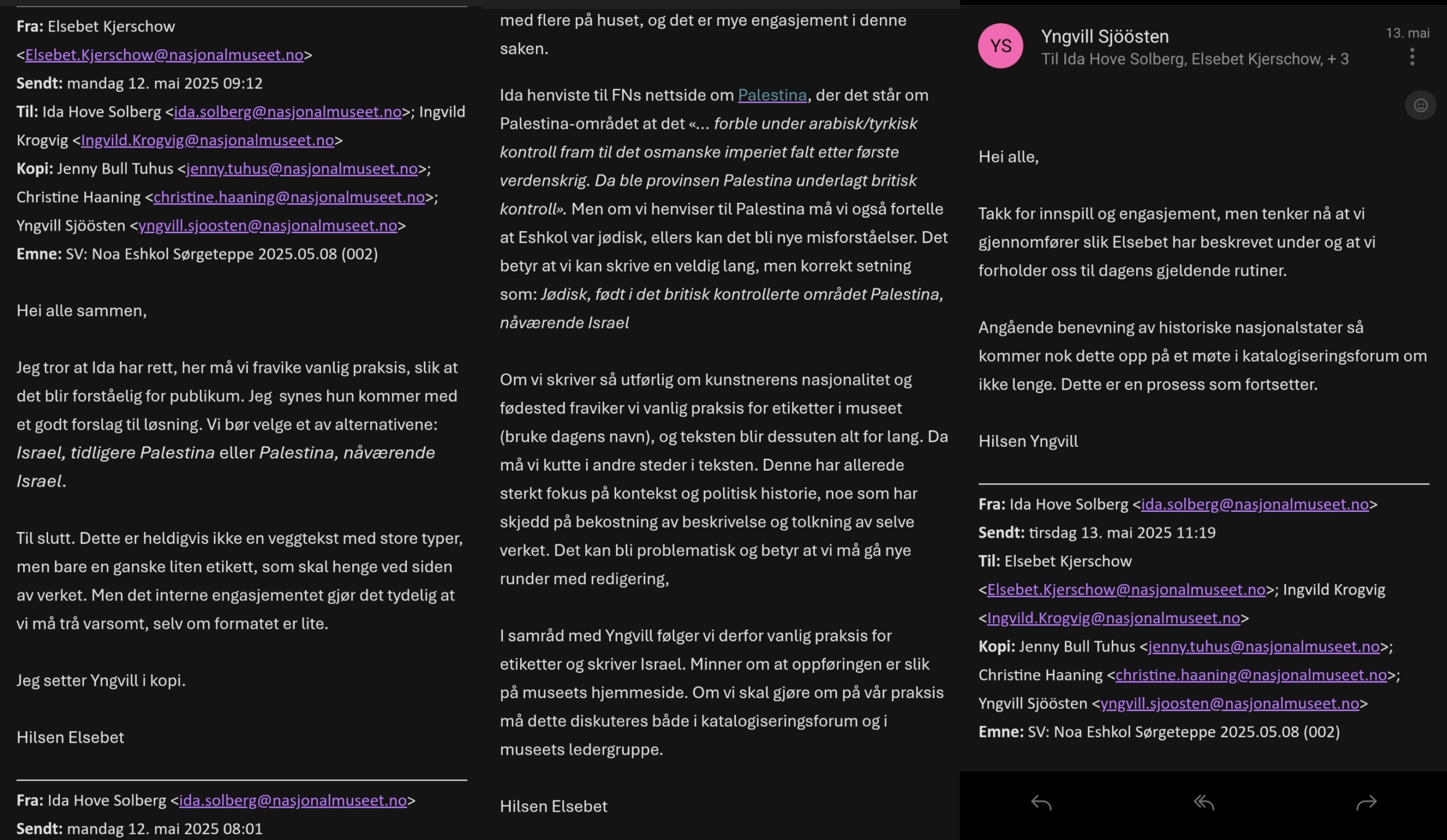 Lekkede e-poster røper uenighet om Noa Eshkol-verk